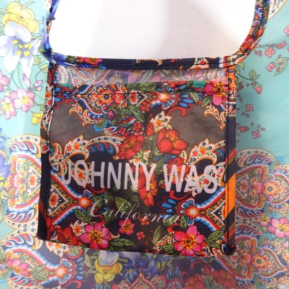 Johnny Was Reusable Nylon Shopping Bag Tote Green Gray - Picture 4 of 5